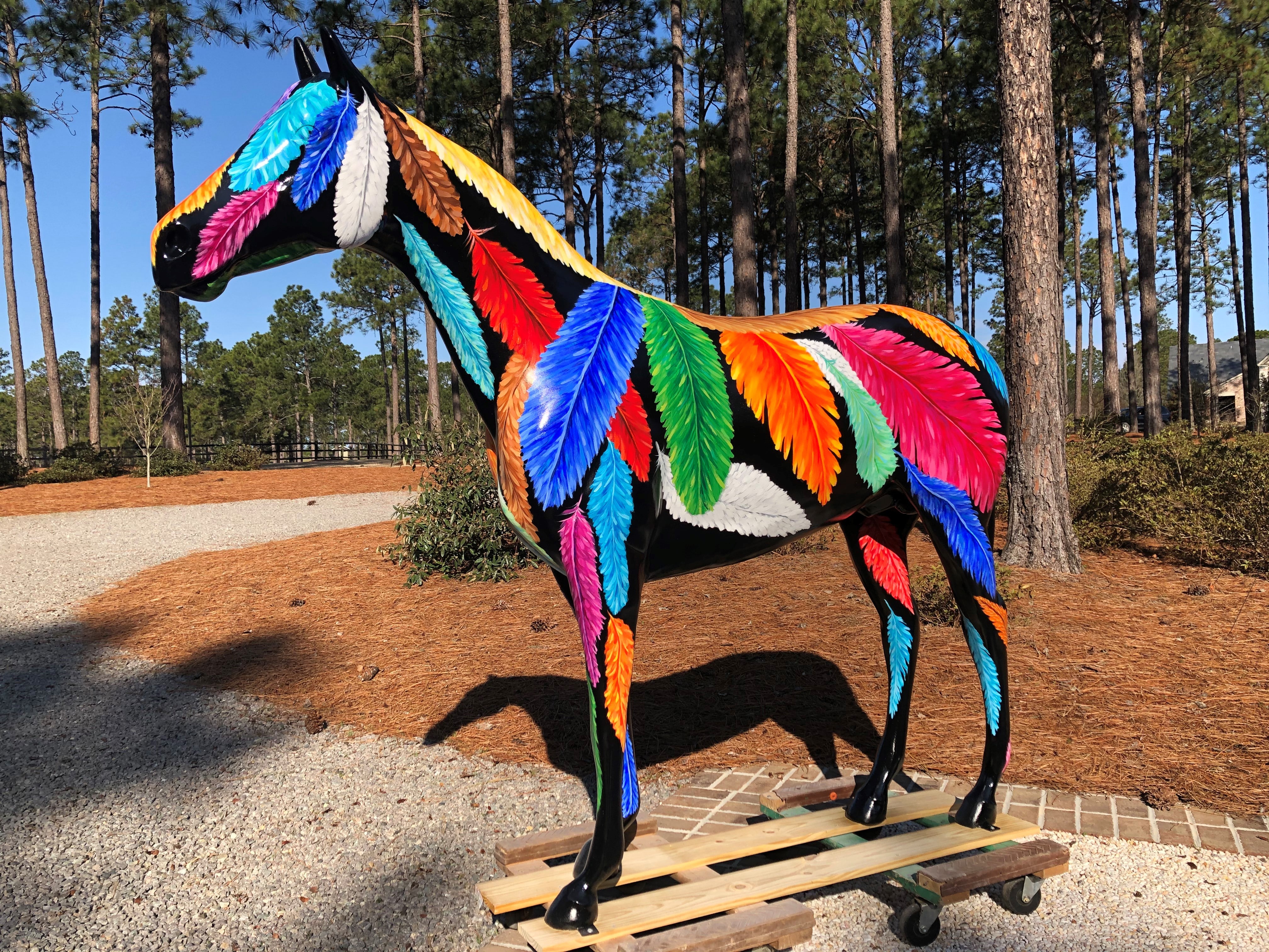 multi-colored painted horse